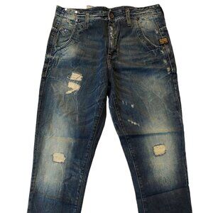 Retro Vintage G-Star Raw Lynn Loose Tapered Destroyed Denim Blue Jeans Sz 26 NWT